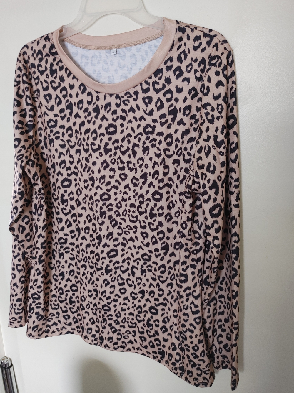 Leopard Print Long Sleeve Top - Blush and Black